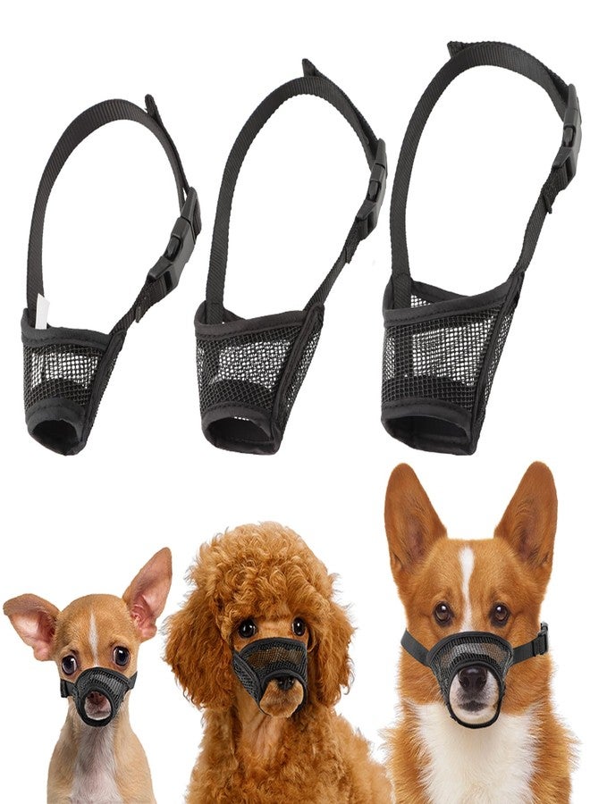 Tookie 3pack Dog Muzzle Suits for Small Medium Large Dogs, Drinkable Breathable Mouth Guard, Adjustable Strap Soft Dog Muzzle to Prevent Biting Chewing, Air Mesh Muzzles for Scavenging Licking (XS+S+M) - Image 1